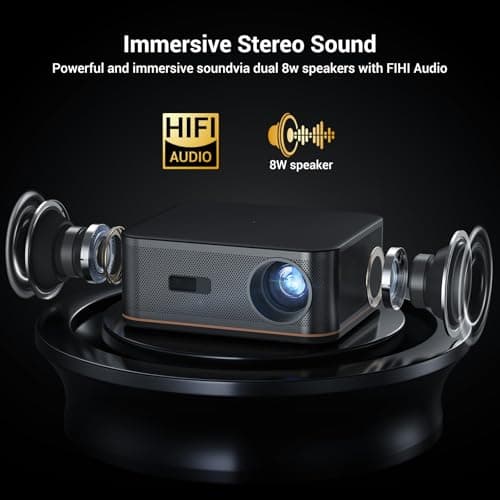 2000 ANSI 4K Decoding Projector with WiFi and Bluetooth, HAPPRUN Movie Home Theater with Auto Focus, 300'' Display for Indoor/Outdoor, Smart Proyector Compatible with Phone/TV Stick/PC/PS5 6