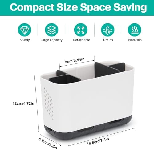 LAFARA Toothbrush Holders for Bathrooms, Electric Toothbrush and Toothpaste Holder with Adjustable Dividers and Drainage, Kids Toothbrush Organizer for Bathroom Countertop 5