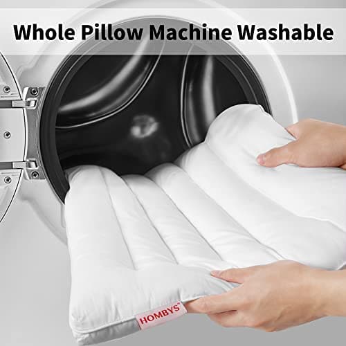 HOMBYS Ultra Thin Flat Pillow for Sleeping, Thin Pillow for Back Sleeper, Supportive Stomach Sleeping Pillow, Slim Bed Pillow, Machine Washable-Standard Size 18x26, White 7