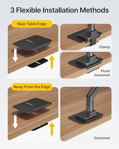 monTEK Adjustable Steel Monitor Mount Reinforcement Plate, Desk Stabilizer Plate for Thin, Glass or Fragile Desks,Universal Protective Support for C-Clamp & Grommet Monitor Arms, No Scratch Bracket 7