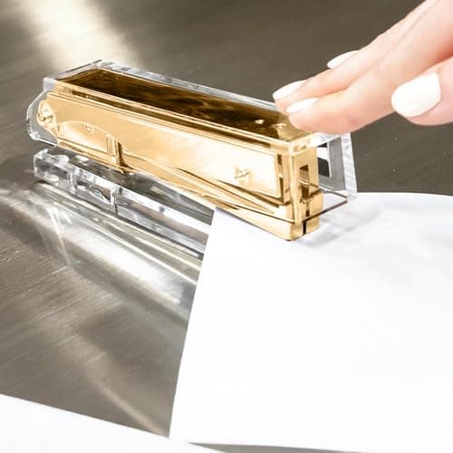 OfficeGoods Acrylic Stapler – Aesthetic & Durable Gold Desk Staple for Modern Office – Stylish & Compact Office Supplies for Women & Men 8