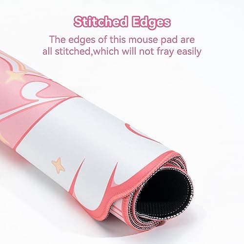 GeekShare Large Gaming Mouse Pad Kawaii Pink Non-Slip Rubber Back Mouse Pad Big Waterproof Desk Mat for Keyboard and Mouse Perfect for Gaming,or Home Office Work - Star Wings（Super Dense Cloth） 5