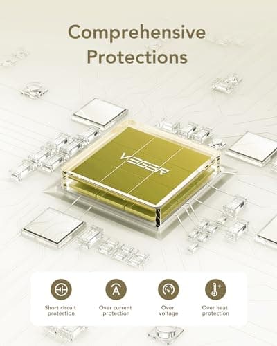 VEGER Portable Charger with Built-in AC Plug and Cables, All in One 10000mAh Ultra Slim Power Bank Travel Essentials, Fast Charging Battery Pack Compatible with iPhone, Samsung, Android (Yellow) 9