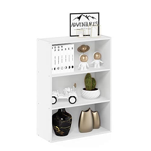 Furinno PASIR Book Shelf, 3-Tier Bookshelf, Storage Shelves Bookcase, 9.7 x 23.7 x 31.5, for Living Room, Bedroom, Home Office, Plain White 6