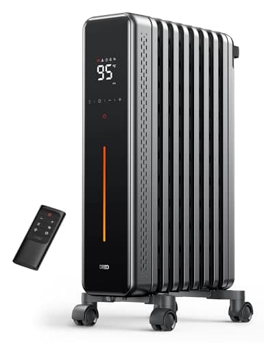DREO Oil Filled Radiator Heater for Indoor Use, 8 Safety Protection, 1500W Electric Heaters for Large Room, 8 Fins, with Remote, 4 Modes, Digital Thermostat, 24H Timer, Quiet