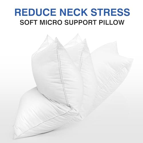 zibroges Goose Feather Bed Pillow Queen Size Set of 2 - Hotel Down Pillows for Sleeping, Soft 600 Thread Count Cotton Cover, Fluffy Support Surround Fill Polyester for Back, Stomach, Side Sleepers 7