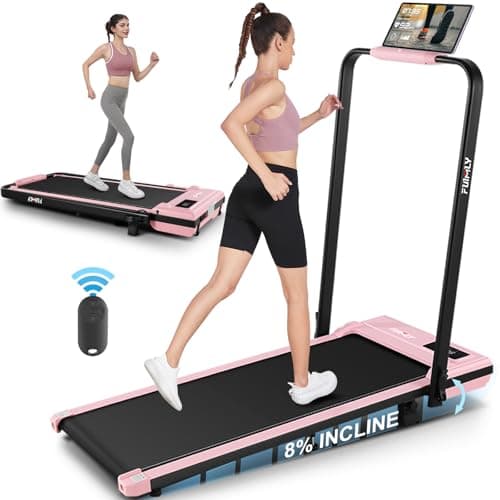 FUNMILY 2.5HP Folding Compact Treadmills with Remote Control,LED Touch Screen,Electric Machine, Incline Walking Pad Treadmill with Handle Bar