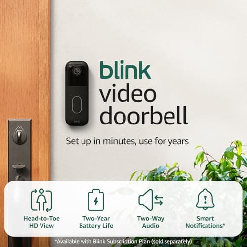 All-new Blink Video Doorbell + Outdoor 4 – Wireless smart security cameras, head-to-toe HD view, two-year battery life. Sync Module Core included – 3 camera system + Video Doorbell 6