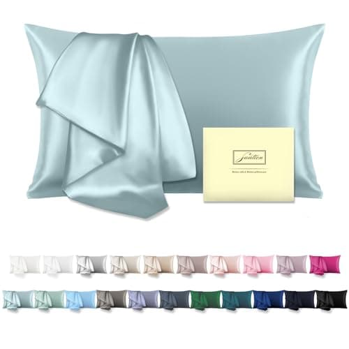 Mulberry Silk Pillowcase for Hair and Skin Queen Size 20"X 30" Pillow Case with Hidden Zipper Soft Breathable Smooth Cooling Silk Pillow Covers for Sleeping (Haze Blue,Queen,1Pcs)