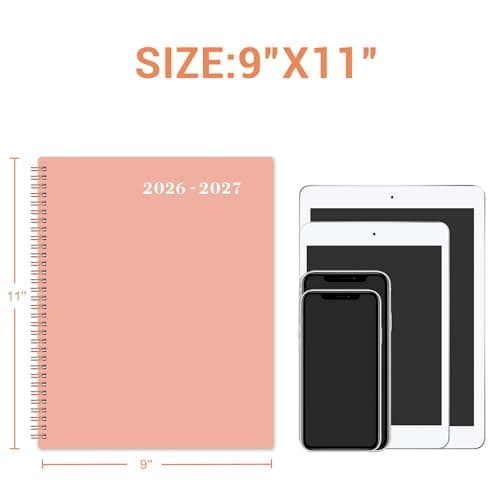 2026-2027 Monthly Planner - Monthly Planner 2026-2027, Jul. 2026 - Jun. 2027, 9" x 11", 12-Month Planner, Tabs & Pocket, Twin-Wire Binding - Rosy Pink 6