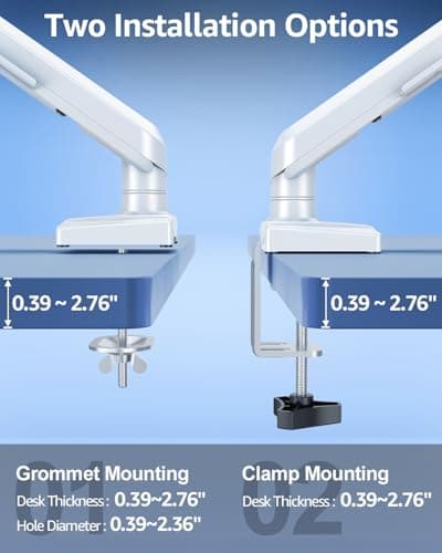 Single Monitor Mount for 32 27 24 22 inch Screen, Monitor Arm Holds 4.4-22 lbs, Monitor Desk Mount, Gaming & Home Office Use, VESA 75x75mm & 100x100mm, Freelift Pro White 6