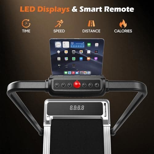 Sweetcrispy Walking Pad with Handle Bar, Folding Under Desk Treadmills with Handle, Portable Design for Home Office Workouts, Ideal for Apartments Work-from-Home Fitness, Remote Included, Silvery 5