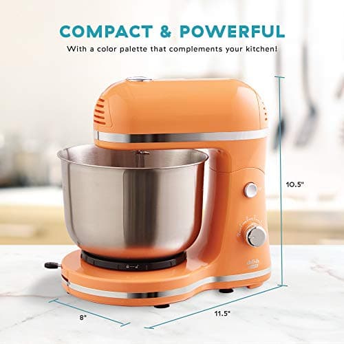 DASH Delish by DASH Compact Stand Mixer, 3.5 Quart with Beaters & Dough Hooks Included - Orange 5