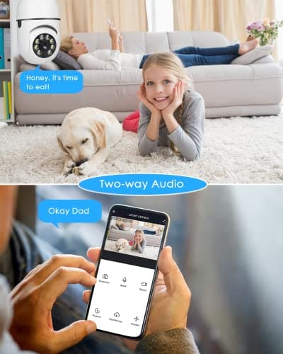 OFYOO Light Bulb Security Camera Wireless Outdoor Indoor 2.4G WiFi Security Cameras for Home Security 360° PTZ Camera Motion Detection and Alarm Two-Way Audio Based E27 Light Bulb Socket 6