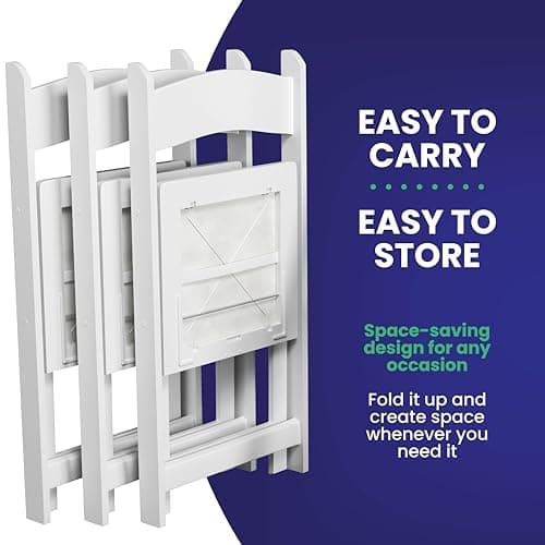 SIMPLEX 4 White Folding Chairs – Resin Stackable Foldable Chairs with Padded Seats – Comfortable White Folding Chairs for Indoor/Outdoor Events – Lightweight Resin Chairs (4 Pack) 6