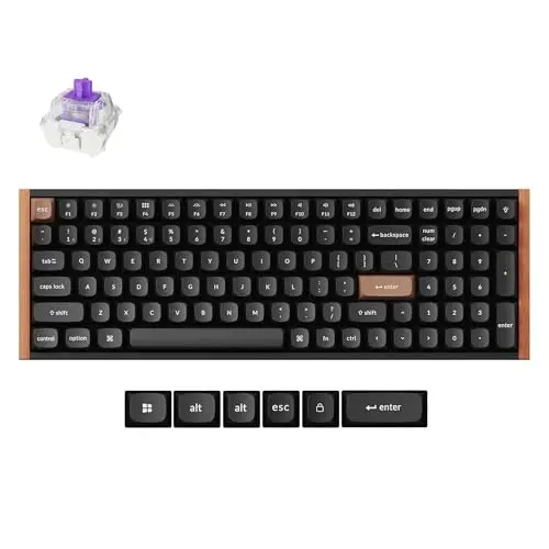 Keychron K4 HE – 96% Compact Hall Effect Wireless Mechanical Keyboard with Number Pad, Magnetic Switch, Rapid Trigger, Custom RGB, QMK/VIA, 2.4GHz/BT5.2/Wired, for Mac/Windows/Linux, Wood Frame, Black