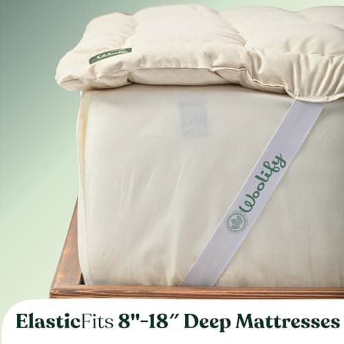 Organic Merino Wool Mattress Topper - Luxury Pillow Top Mattress Pad, Handmade, Non-Toxic, Cooling & Hypoallergenic, Natural Back Pain Relief, Sustainable Bedding (King) 5