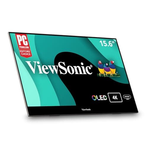 ViewSonic VX1655-4K-OLED 15.6 Inch 4K UHD Portable OLED Monitor with 2 Way Powered 60W USB C, Mini HDMI, Dual Speakers, and Built-in Stand with Magnetic Cover