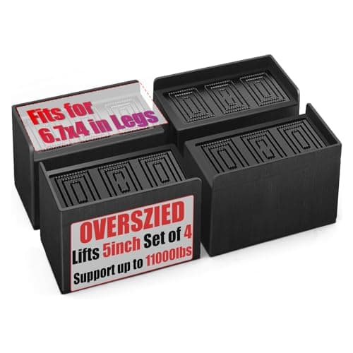 MYMULIKE Bed Risers 5 inch, Oversized Extra Wide Bed Frame Risers, 11000lbs Heavy Duty Couch Risers, L Shape Wide Opening Furniture Risers for Bed, Couch, Desk, Chair, Soft, Platform, Dorm