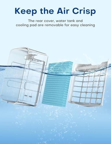 CENSTECH 4-IN-1 Portable Air Conditioners, Evaporative Air Cooler w/4 Modes & 3 Speeds, 15H Timer for Smart Auto-off, 2-Gal Tank for 20H Cooling,17FT Remote,No Hose Needed,120°Oscillating Swamp Cooler 8