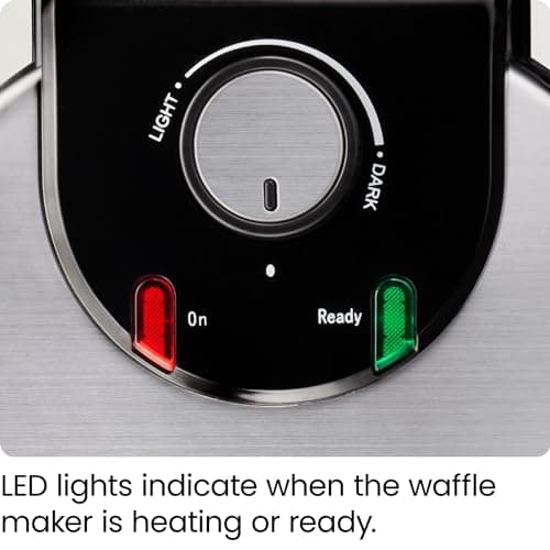 Chefman Rotating Belgian Waffle Maker, 180° Flip Iron w/ Non-Stick Plates, Adjustable Timer, Locking Lid, & Drip Plate, Space Saving Storage, Mess-Free Breakfast, Stainless Steel/Black 6