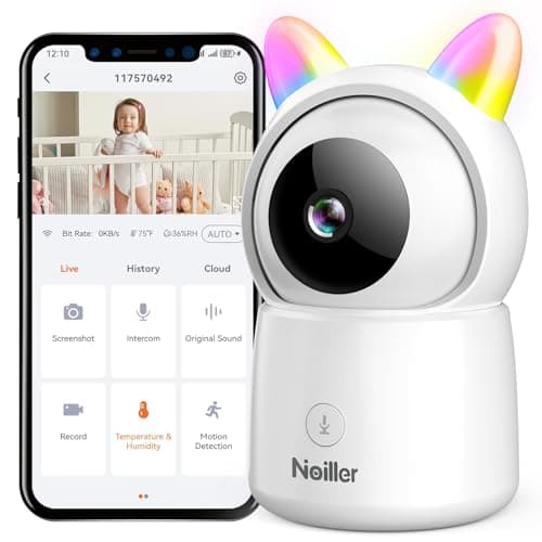 1080P Pan/Tilt Security Camera for Baby Monitor, 2.4G WiFi Pet Camera with Motion Detection, Night Vision, 2-Way Talk, RGB Night Lights, Lullabies, TF/Cloud Storage, Works with Alexa & Google Home