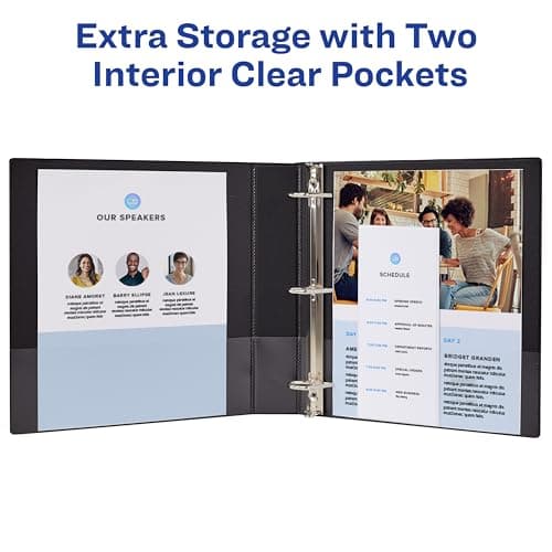 Avery Showcase Standard View 3 Ring Binder, 1.5" Slant Rings, 375-Sheet Capacity, 2.1 Inch Wide Spine, 1 White Binder, Ideal for Lightweight Organization and Occasional Referencing (19651) 5