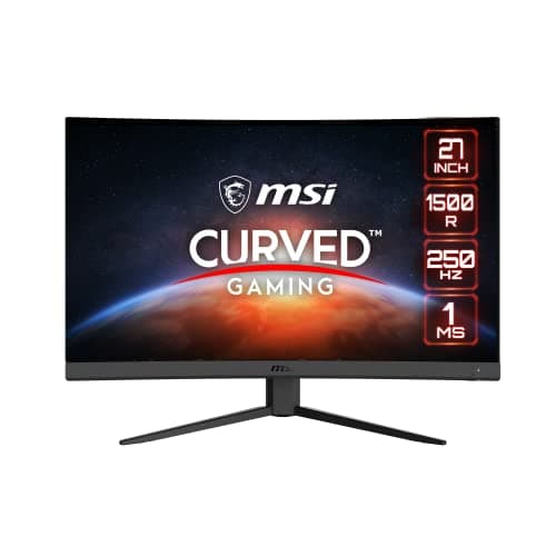 msi G27C4X 27" Curved Gaming Monitor, 1920 x 1080 (FHD), 1ms, 250Hz, FreeSync, HDMI, DisplayPort, Anti-Flicker, Anti-Glare, HDR Ready,Black