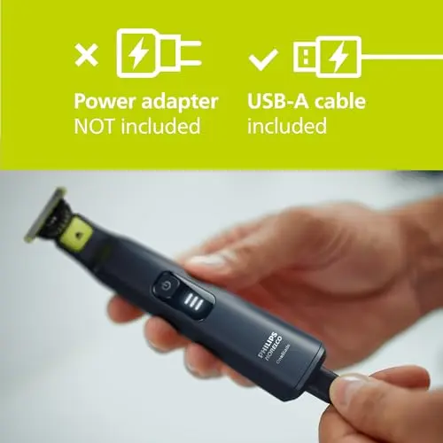 Philips Norelco OneBlade Pro 360 Face + Body Electric Shaver, Beard Trimmer and Groomer, with 360 Blade Technology, 14-Length Precision Comb, Body Kit, Soft Pouch, Model QP6542/70 6