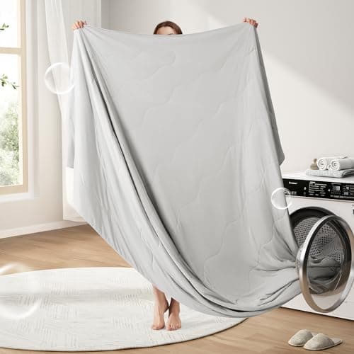 EASELAND Cooling Comforter King, Cold Touch Fabric Absorbs Body Heat, Double-Sided Cool Design Soft Fluffy Cooling Blanket for Night Sweats Hot Sleeper (Grey, King(108"x90")) 7