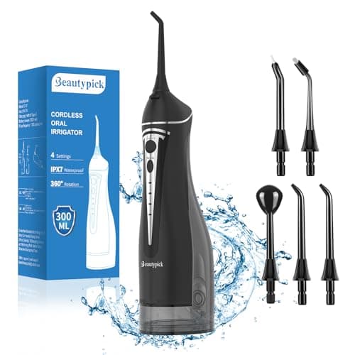 Water Flosser for Teeth Pick Cordless, Beautypick Portable Electric flossers for Teeth Cleaning and Flossing, 300ML Braces Oral Irrigator, Rechargeable Waterproof Dental Picks for Home Travel