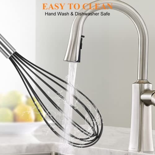 NileHome Whisk Commercial Whisks Stainless Steel & Silicone Non-Stick Coated Small Whisk Set 8" 10" 12" Kitchen Wisk Wire Whisks for Cooking 3 Pack, Black 7