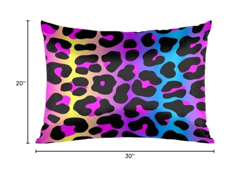 Rainbow Cheetah Leopard Print Satin Pillowcase for Hair and Skin Queen Size Silk Pillow Cases Soft Slip Cooling Pillow Covers No Zipper with Envelope Closure for Bed Couch 20 × 30in 8