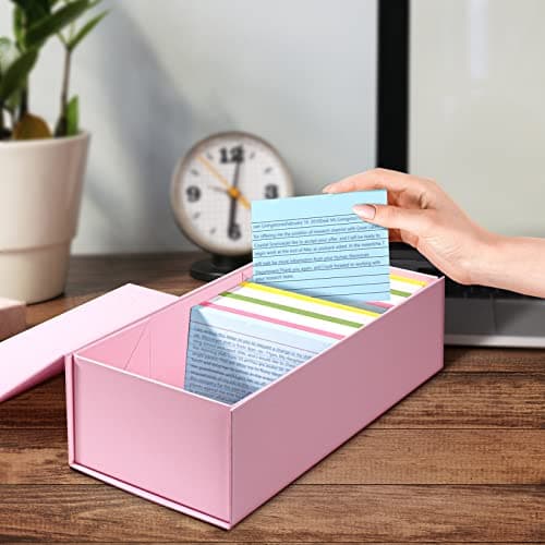 Harhana 3x5 Index Card Holder Pink Card File Box Organizer, Hold 1200 3x5-Inch Flash Cards- 1 Pack Pink 6