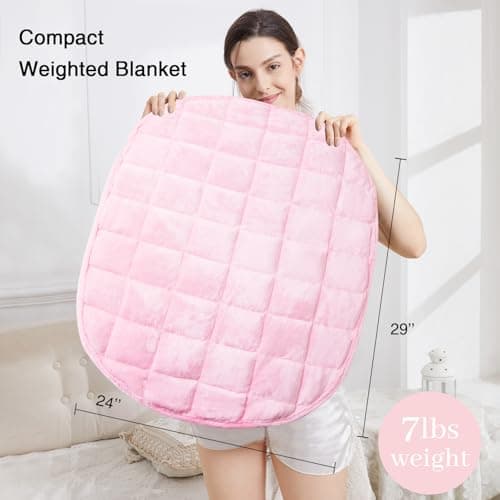 Alomidds Weighted Blanket 7lbs for Adults, Cozy Breathable Weighted Lap Blanket, Small Weighted Blanket Travel, Weighted Lap Pad for Couch, Sofa, Pink, 29" x 24" 8