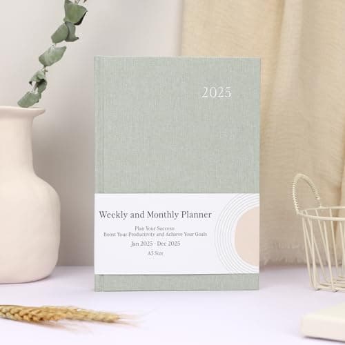 2025 Planner - Weekly and Monthly Planner, January 2025 - December 2025, Linen Hardcover, 2025 Calendar Planner Book with Tabs, Aesthetic, Perfect for Office Home School Supplies - (A5, Sage Green) 6