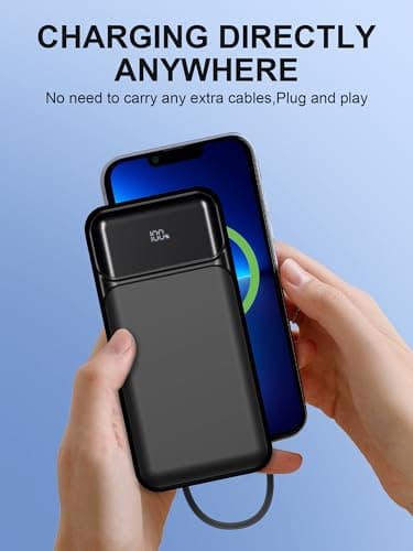 Power-Bank-Portable-Charger 49800mAh Portable Phone Charger Power Bank with 3 Built-in Cable(USB-C, iOS, USB-A), 22.5W Fast Charging LED Display External Battery Pack for iPhone Android Samsung, etc 8