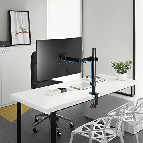Pholiten Single Monitor Arm Desk Mount, Holds Screens up to 32 inch,Holds Up to 22lbs,Fully Adjustable Stand with C-Clamp and Grommet Base,100x100 Vesa Monitor Stand 7