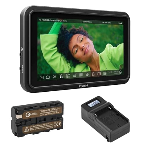 Atomos Shinobi II HDMI 4K Monitor with HDR Touchscreen, All Day Battery Life, and Lightweight Design (Black) Bundle with Green Extreme Battery and Charger