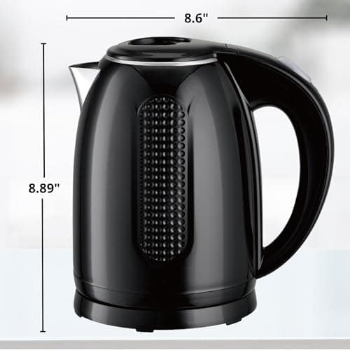 OVENTE 1.7L Double Wall Electric Tea Kettle, 1100W Water Boiler and Heater with Cool-Touch Exterior, Stainless Steel Insulated Interior, Auto Shut-Off, Boil-Dry Protection & Locking Lid, Black KD64B 6