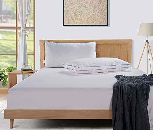 LANE LINEN Bed Pillows Queen Size Set of 2 - Medium Soft Support Gusseted Queen Pillows, Down Alternative Sleeping Pillow for Side Sleepers, Machine Washable, Comfortable for Restful Sleep - White 7