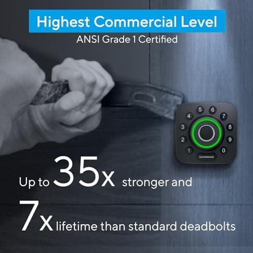 ULTRALOQ Smart Lock U-Bolt Pro, 7-in-1 Fingerprint Keyless Entry Door Lock with App Control, Anti-peep Keypad, Auto Lock, Smart Deadbolt Front Door, IP65 Waterproof, Easy Installation, 1 Year Battery 6