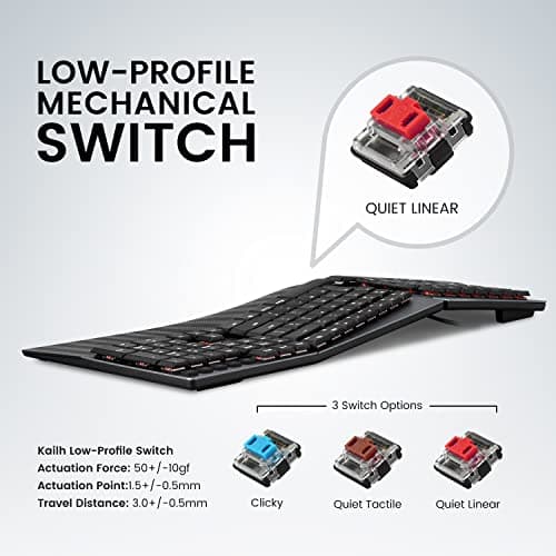 Perixx PERIBOARD-535RD Wired Ergonomic Mechanical Split Keyboard - Low-Profile Red Linear Switches - Programmable Feature with Macro Keys - Compatible with Windows and Mac OS X - US English, Black 6