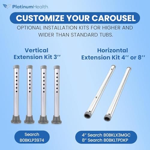 Platinum Health Carousel Sliding Shower Chair Tub Transfer Bench with Swivel Seat, Premium Padded, Pivoting Arms, Adjustable Space Saving Design for Tubs, Inside Shower, for Handicap & Seniors, Blue 7