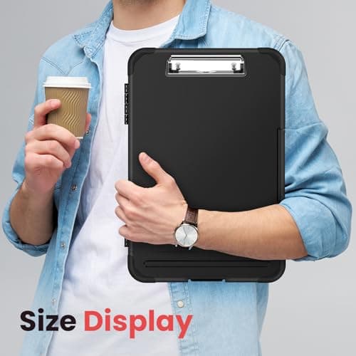 Sooez Reinforced Clipboard with Storage, Inner Plastic Folder Attached, Heavy Duty Plastic Clip Boards 8.5x11 with Pen Holder, High Capacity Nursing Clipboard for Teacher Office Home, Letter / A4 Size 7