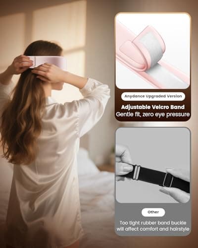 Anydance Heated Eye Mask - Cordless Eye Mask for Dry Eyes, FSA - HSA Eligible, Eye Relief, Improved Sleep, 4 Temperature, Washable Eye Heating Pad for Travel, Birthday Gifts for Women - Rose Pink 5