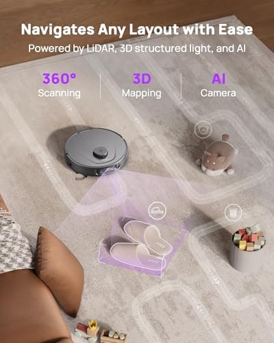 3i P10 Ultra Robot Vacuum and Mop Combo, 18,000 Pa Suction, Self-Emptying, Auto-Extending Edge Mopping, 140℉ Hot-Water Self-Cleaning, LiDAR Navigation, Automatic TangleCut for Pet Hair 7
