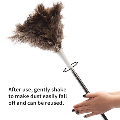 Ostrich Feather Duster Pole 28 to 72 Inch,Extendable Feather Duster Used for Home Cleaning Ceilings Furniture Fans 5