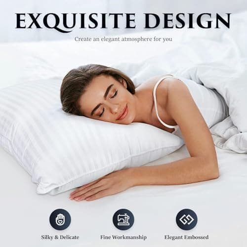 COZSINOOR Bed Pillows for Sleeping Queen Size - Hotel Quality Set of 2 - Breathable Down Alternative Microfiber Filled for Back, Stomach, Side Sleepers, Cooling & Skin-Friendly 5