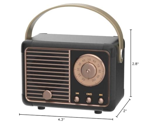 Baolira Retro Bluetooth Speaker, Portable Wireless Speaker with Crystal Clear Stereo Sound and Rich Bass,Retro Decor for Desk Bedroom Kitchen, Birthday Gifts for Women Men Teens (Black) 9